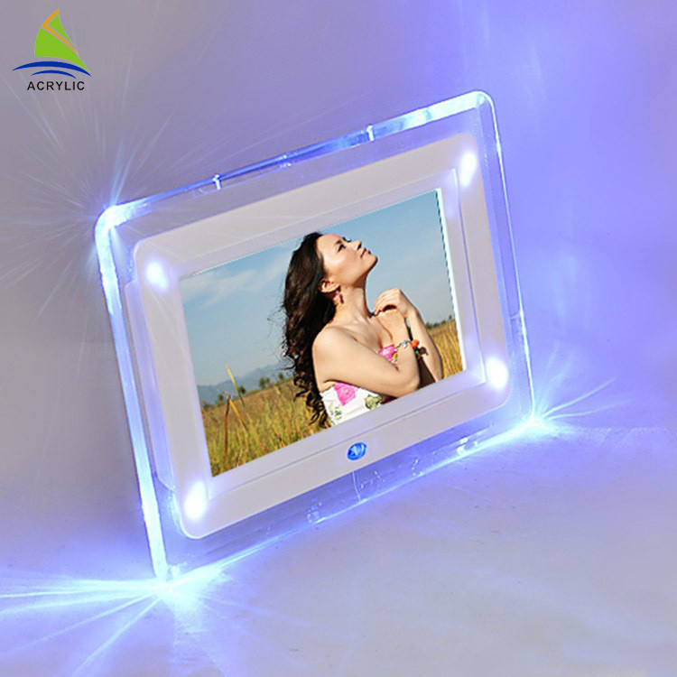 Projeto acrílico conduzido acrílico da forma do quadro da loja o mini conduziu o quadro claro da foto