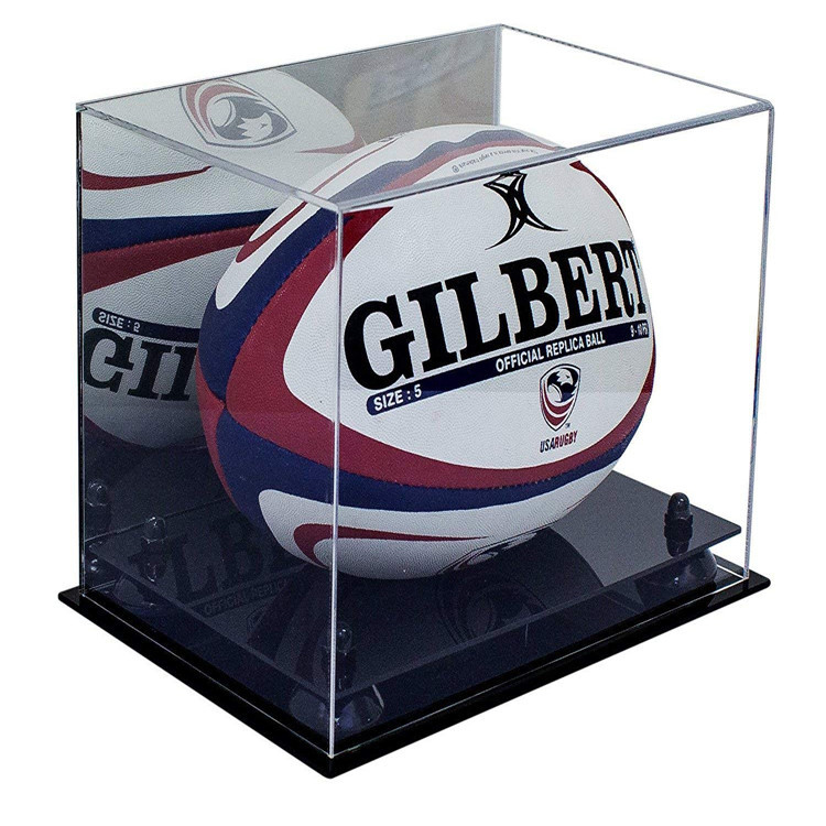 Vitrina acrílica do rugby do espaço livre acrílico claro do Tabletop da loja dos produtos dos esportes da caixa da vitrina